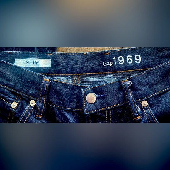Gap Men’s 1969 Dark Denim Slim Fit Jeans (36x30) - Picture 2 of 3